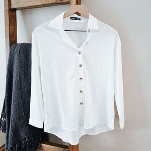 White Blouse with Wooden Buttons (Size S)